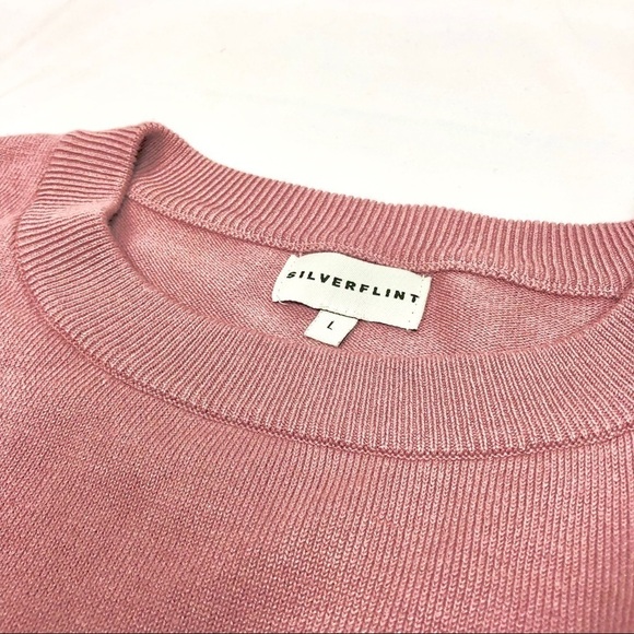 Pale Pink Dusty Rose Mauve Boxy Lightweight Crop Top Oversized Sweater Large - Picture 2 of 4